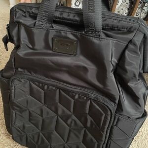 Steve Madden Stylish Black Quilted Nylon Backpack Bag.